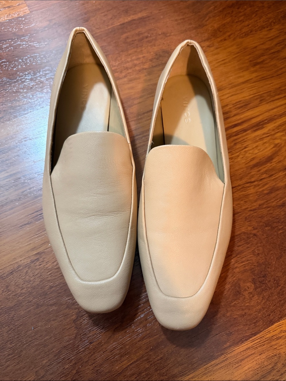 Vince Nude Leather Slip-On Loafers